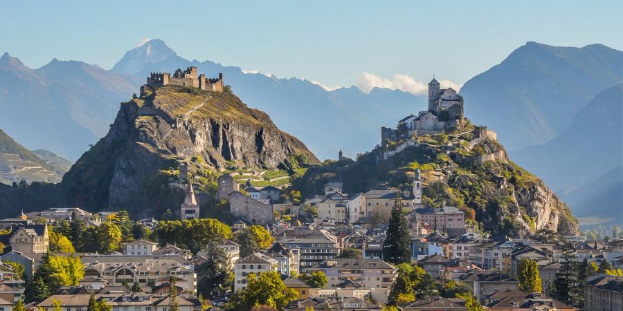 Stadt Hügel Panorama Sion