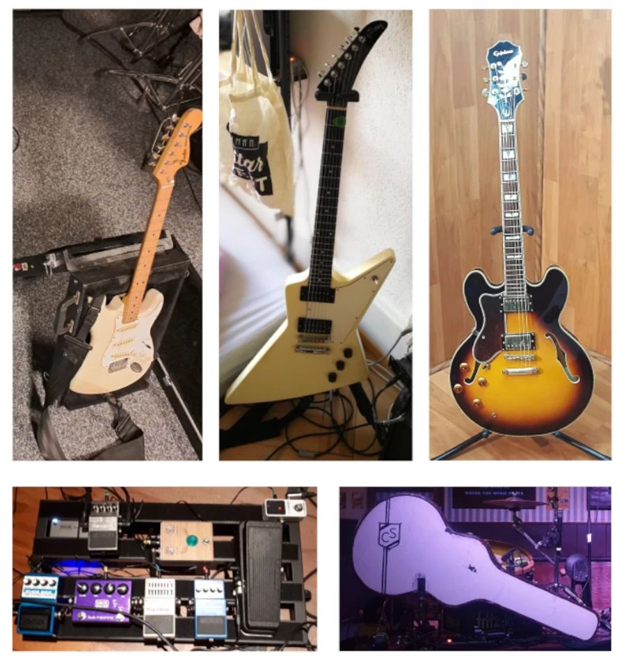 Der Dieb trug unbemerkt drei Gitarren, Gitarreneffektgeräte und einen Gitarrenkoffer aus dem Lagerbereich.