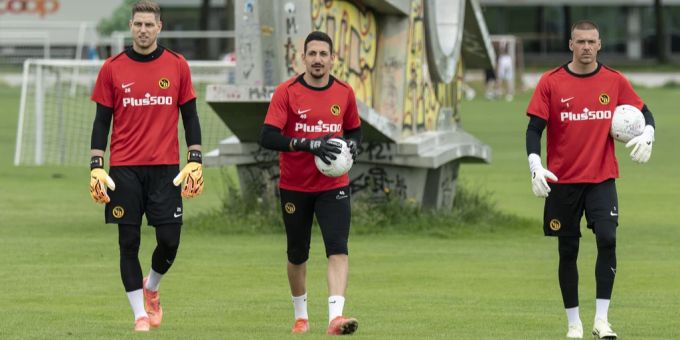 David von Ballmoos, Dario Marzino und Anthony Racioppi in der Vorbereitung mit YB. YB