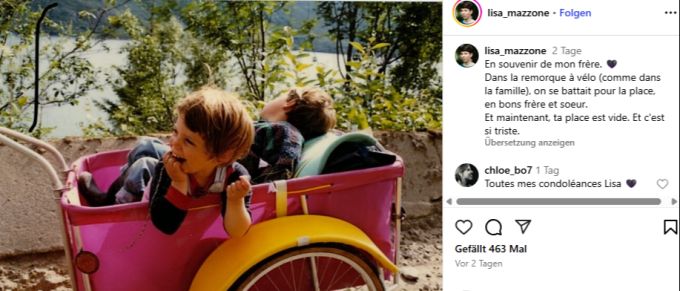 Lisa Mazzone teilte dieses Bild von sich und ihrem Bruder Thomas aus der Kindheit. Lisa Mazzone