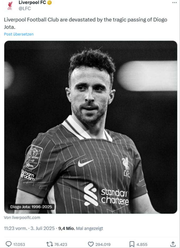 Liverpool trauert um Diogo Jota. Liverpool Diogo Jota