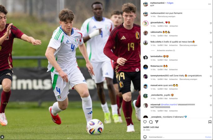 Matteo Mantini ist italienischer U18-Nationalspieler. Matteo Mantini