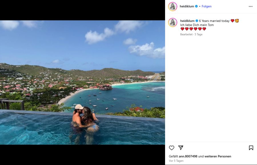 Heidi Klum und Tom Kaulitz machen Ferien auf Saint Barth und feierten ihren Hochzeitstag dort.
