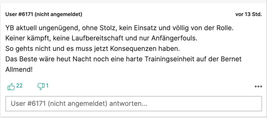 Aber auch die Einstellung der Spieler wird von einem User hervorgehoben.