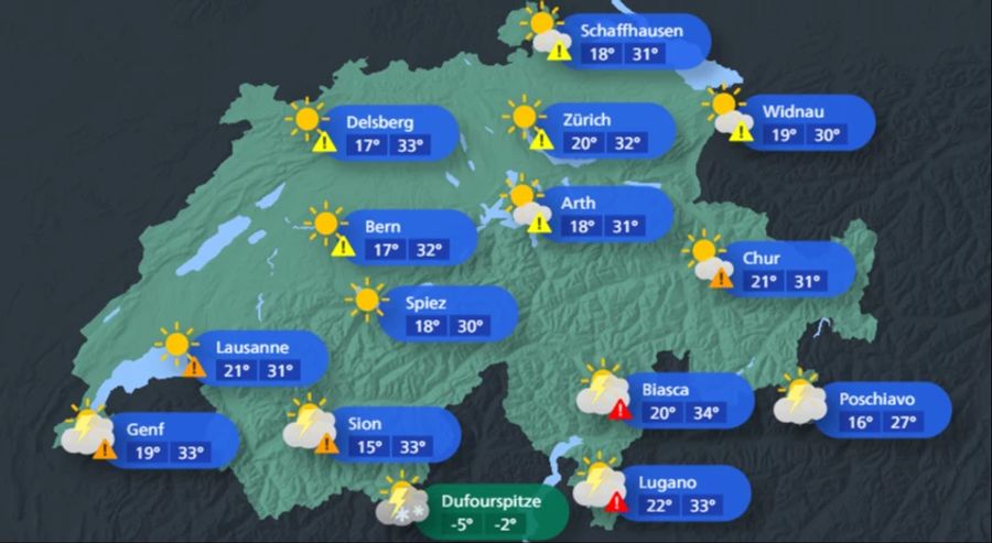 Der Bund hat für einige Regionen eine Hitzewarnung herausgegeben. In Zürich wird es bis zu 32 Grad warm.