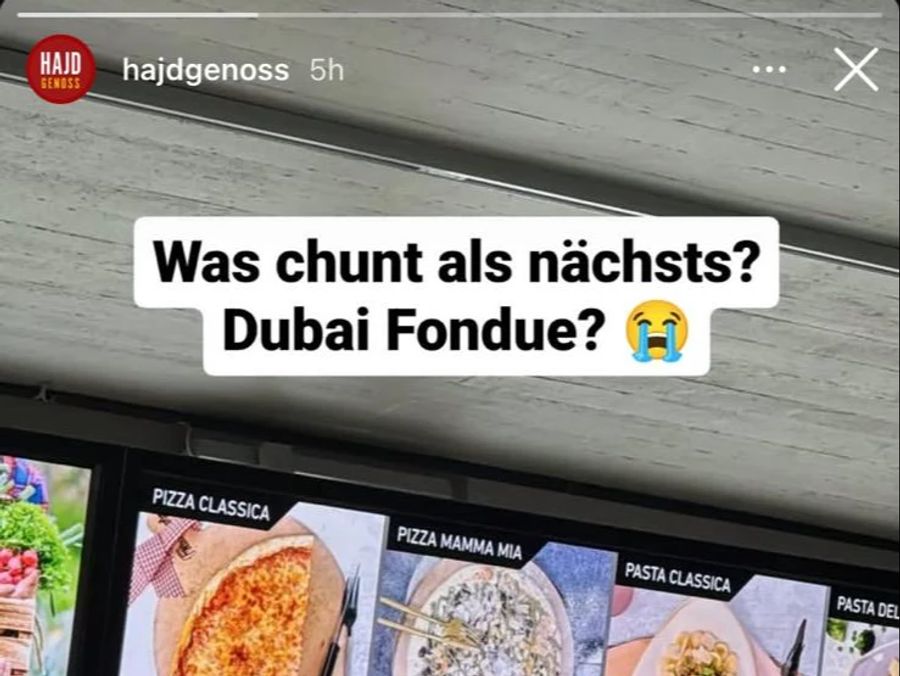 Die bekannte Schweizer Meme-Seite «Hajdgenoss» (216'000 Follower) zum Beispiel witzelt: «Was kommt als nächstes? Dubai-Fondue?»