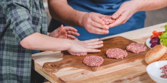 Küche, Fleisch, Burger, Kinderhand