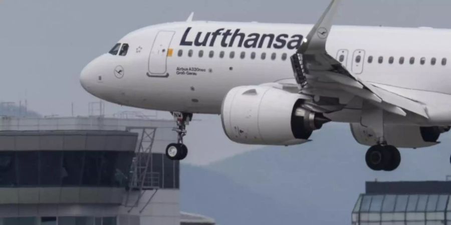 Eine Passagiermaschine der Lufthansa landet auf dem Flughafen in Frankfurt. Foto: Boris Roessler/dpa