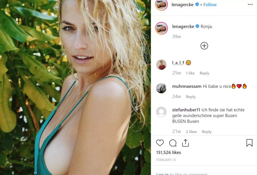 Wie Heidi Klum zeigt sich auch deren erste GNTM-Gewinnerin Lena Gercke mit Sideboob.