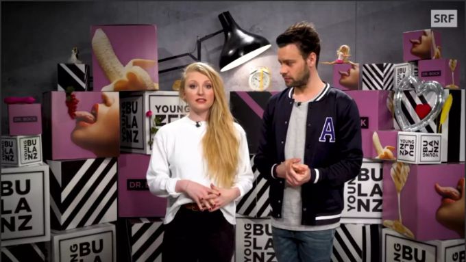 Sarah Christen und Michel Birri moderierten die Aufklärungsshow «Dr. Bock» Ombudsmann SRF Aufklärungsshow