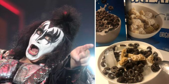Kalt und knackig - Gene Simmons von Kiss isst Müsli mit Eiswürfeln