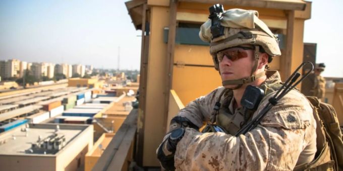 US-Soldat zur Sicherung der US-Botschaft in Bagdad. USA Iran