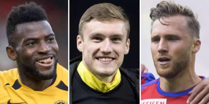 Jean-Pierre Nsame, Michel Aebischer und Silvan Widmer (v.l.n.r.) legen an Marktwert zu. Super League