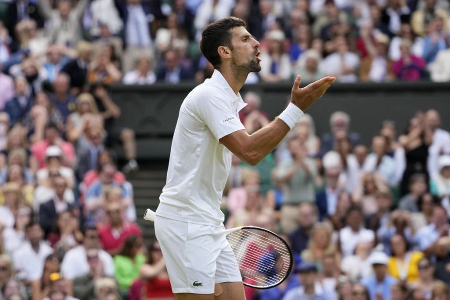 Novak Djokovic im Finale von Wimbledon gegen Carlos Alcaraz.