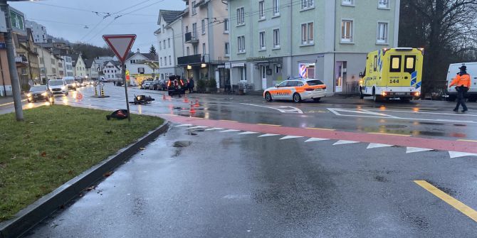 Unfallstelle Verzweigung Zürcher Strasse / Fürstenlandstrasse