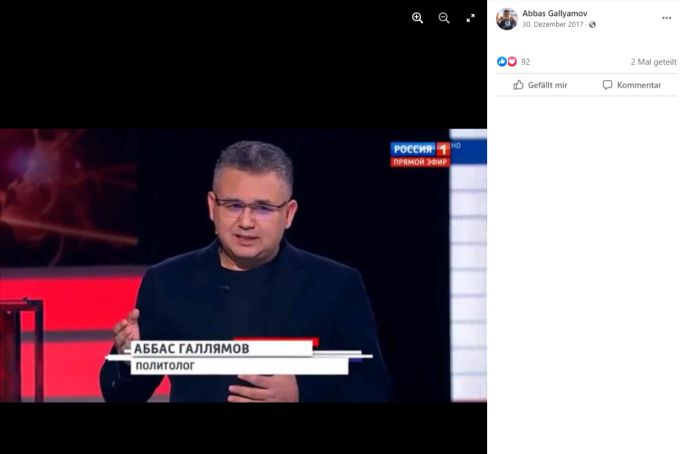 Abbas Galljamow war der Redenschreiber von Wladimir Putin und trat dann auch im russischen Staats-TV auf. Abbas Galljamow