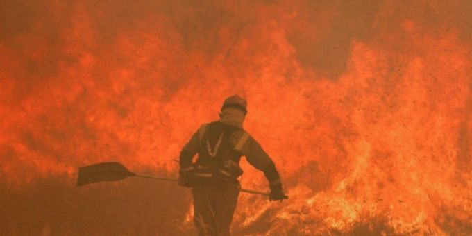Waldbrand bei Zamora in Spanien. wetter
