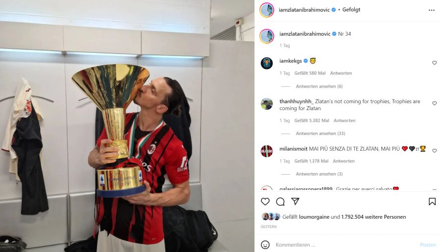 Zlatan Ibrahimovic mit dem Scudetto.