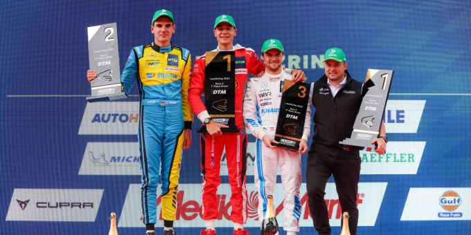 Luca Stolz, Sheldon van der Linde, Lucas Auer, Marcel Schmidt (v.l.n.r) DTM