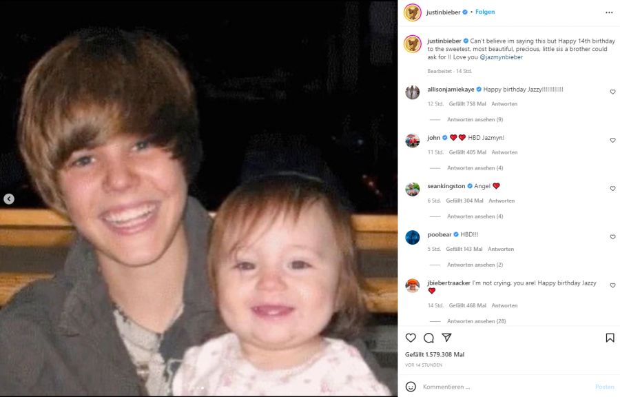 Justin Bieber gratuliert seiner Halbschwester auf Instagram. (3/3)