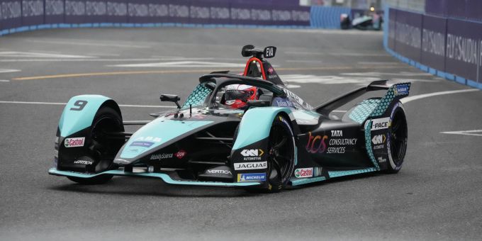 Jaguar-Fahrer Mitch Evans beim Rennen der Formel E in Seoul. (AP Photo/Lee Jin-man) Formel E Evans