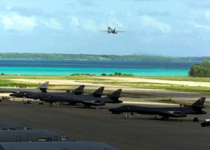 Luftwaffe auf Diego Garcia, grösste Insel des Chago-Archipel. Flugzeug Chagos-Archipel