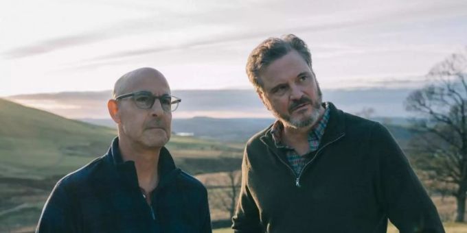 Stanley Tucci (l) als Tusker und Colin Firth als Sam in "Supernova". Foto: -/Weltkino Filmverleih GmbH/dpa Stanley Tucci (l) als Tusker und Colin Firth als Sam in "Supernova". Foto: -/Weltkino Filmverleih GmbH/dpa