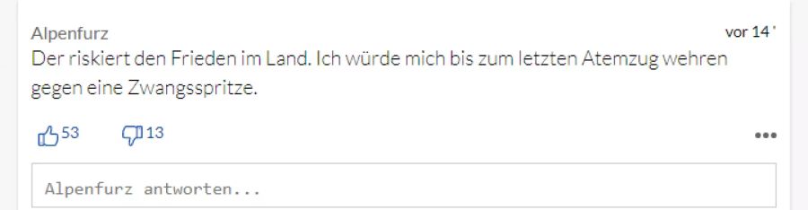 «Alpenfurz» kommt eine Impfpflicht nicht in die Tüte.