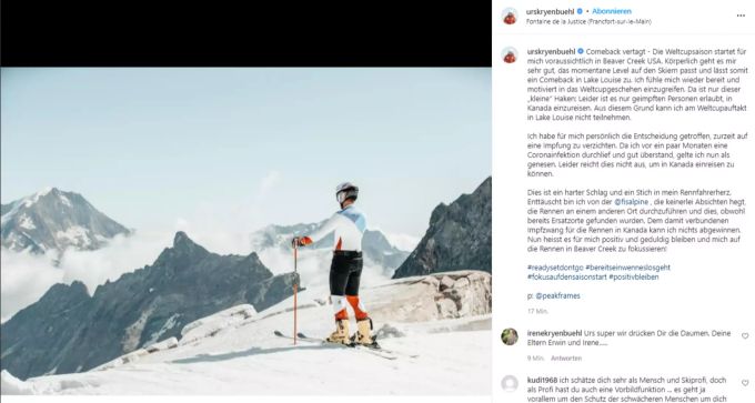 Urs Kryenbühl meldet sich bezüglich der Corona-Impfung zu Wort. kryenbühl ungeimpft