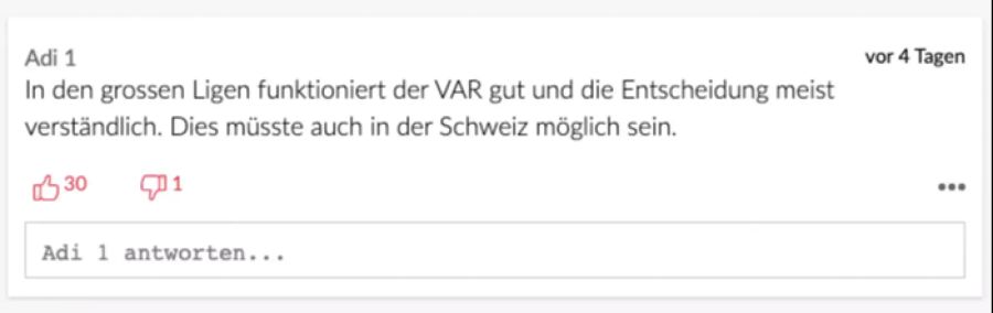 In anderen Ligen funktioniere der VAR gut, verteidigt Leser Adi1 den VAR. Das müsste auch in der Schweiz möglich sein.