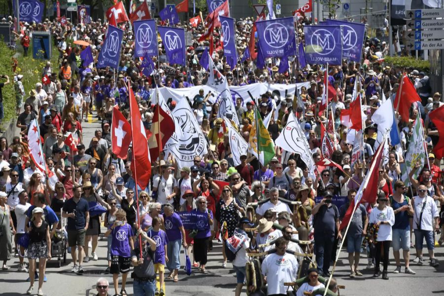 An der Demonstration in Zug vom 13. Juni war die Gruppierung erstmals mit dabei.