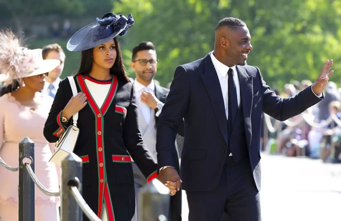 Idris Elba und seine damalige Verlobte Sabrina Dhowre an der Hochzeit von Meghan Markle und Prinz Harry. Idris Elba