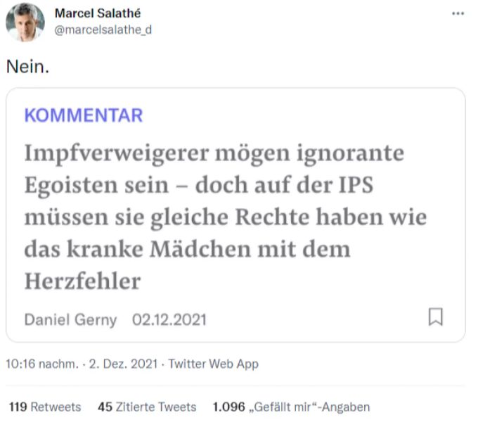 Epidemiologe Marcel Salathé will Impfverweigerern nicht dieselben Rechte zugestehen wie Geimpfte. Coronavirus