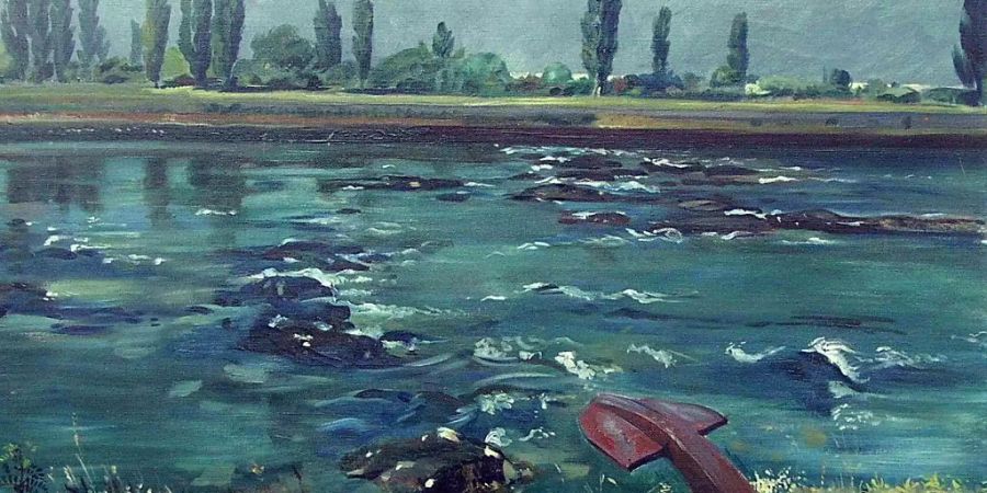 Also wolle der Anker das verlorene Elsass wieder ans Deutsche Reich anbinden: «Anker am Rhein» (1934) von Hermann Burte. Das Bild ist Teil der Ausstellung im Dreiländermuseum im deutschen Lörrach, die das badische Kunstschaffen in der Zeit des Nationalsozialismus beleuchtet.