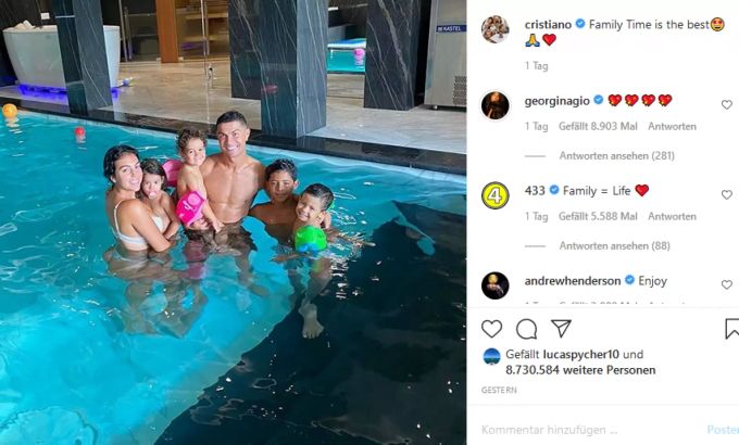 Ronaldo mit seiner sechsköpfigen Familie. ronaldo
