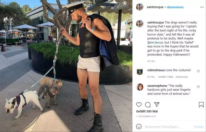 Ryan Fischer zeigt sich auf seinem Instagram-Account mit den drei Hunden von Lady Gaga. lady gaga