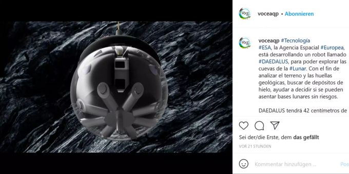 Der Daedalus soll Höhlen auf dem Mond untersuchen. höhlen mond