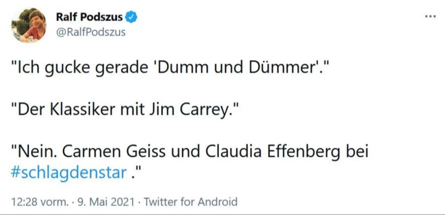 Dieser Twitter-User wird durch die Sendung an einen Film erinnert.