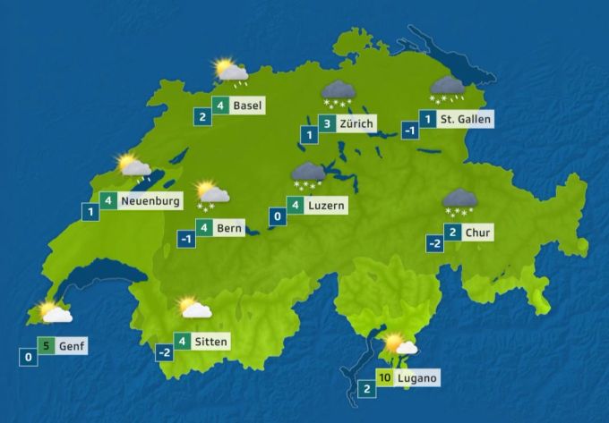 Wetter: Am Donnerstag werden auch im Flachland einige Schneeflocken erwartet. Wetter Schweiz