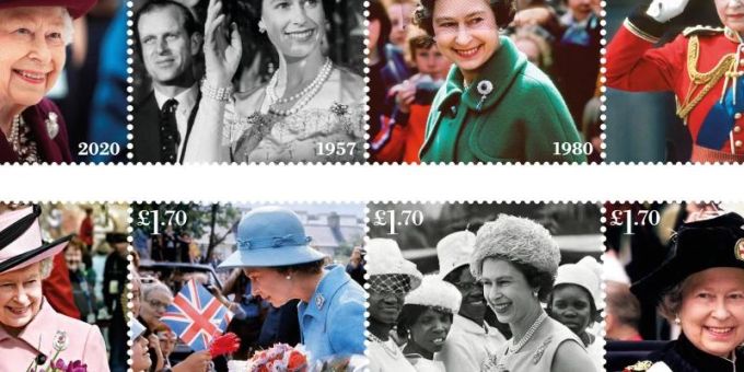 Die Royal Mail feiert die Queen Elizabeth II. mit acht Briefmarken. Queen Elizabeth