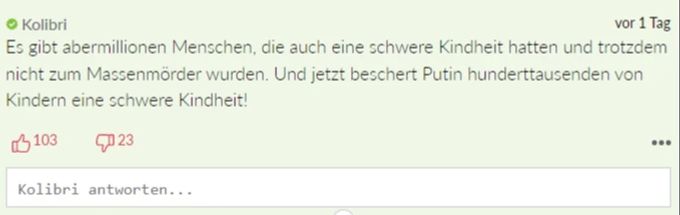 Wladimir Putin Kindheit Leser-Kommentare