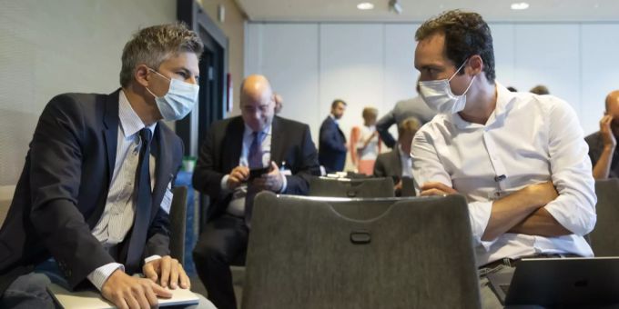Die zwei Epidemiologen Marcel Salathé (links) von der ETH-Lausanne und Christian Althaus von der Uni Bern kennen sich schon seit Jahren. Christian Althaus WEltwoche Coronavirus