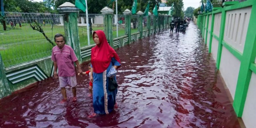 Blutrote Überschwemmungen in Indonesien