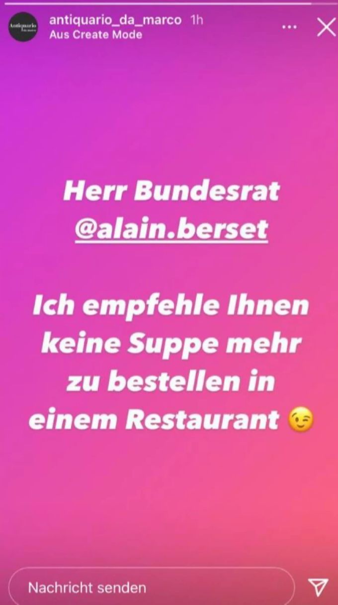 Der Instagram-Post von Marco Giuliani ist mit Humor zu verstehen. coronavirus wirt zürich