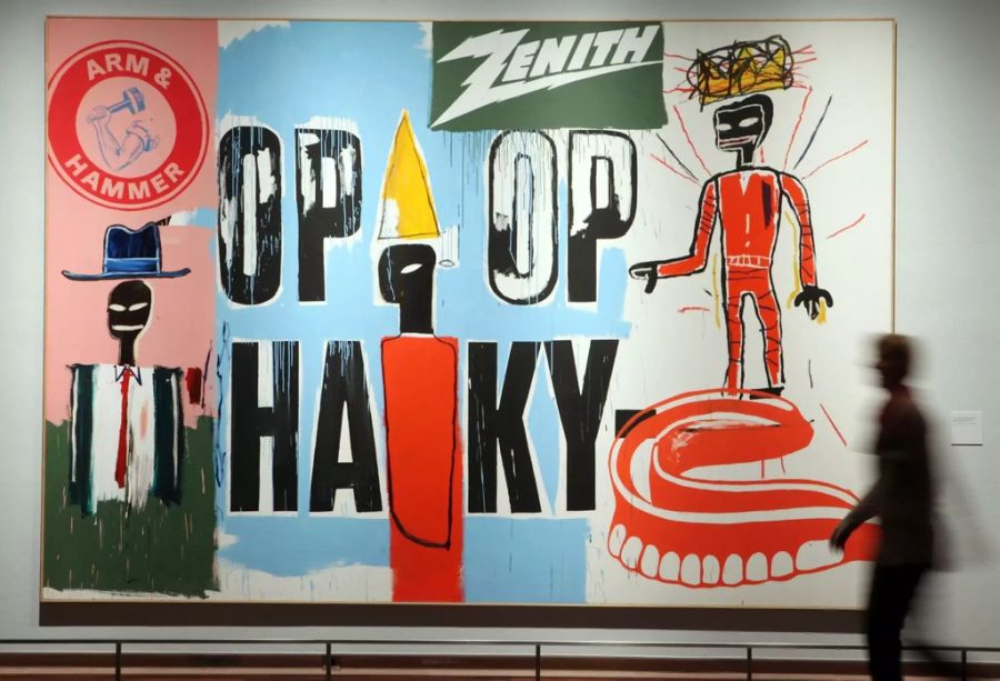 Ein Gemälde von Jean-Michel Basquiat und Andy Warhol in der Kunsthalle in Bielefeld (Deutschland).