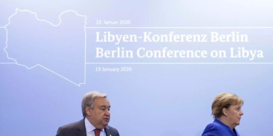 UN-Generalsekretär Guterres und Kanzlerin Merkel beim Libyen-Gipfel