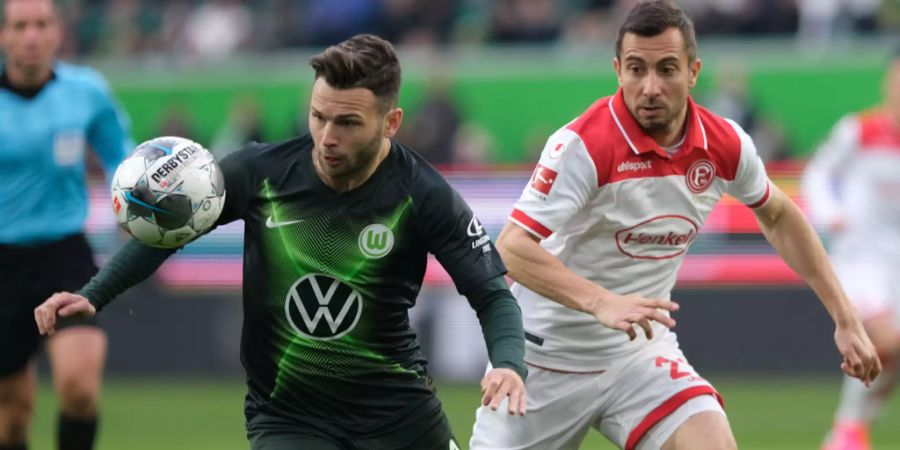 Renato Steffen vom VfL Wolfsburg im Spiel gegen Fortuna Düsseldorf in der Bundesliga.