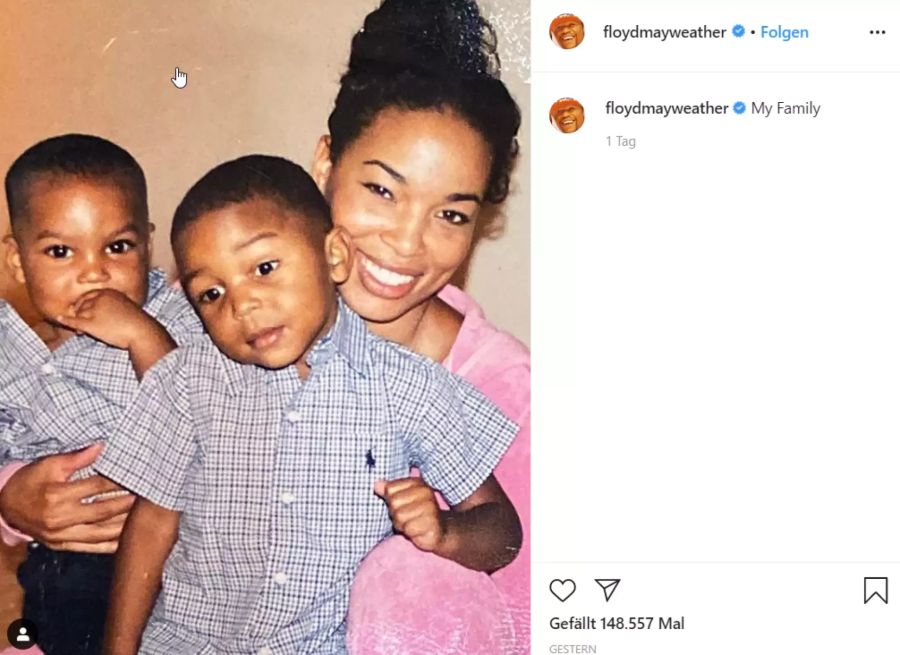 Floyd Mayweather postet dieses Bild von Josie Harris und zwei der drei Kindern.
