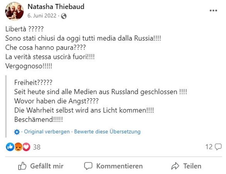 Die gebürtige Russin machte immer wieder klar, dass sie auf der Seite von Russland ist.