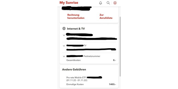 Diese Rechnung hat eine Nau.ch-Mitarbeiterin von Sunrise erhalten. Sunrise